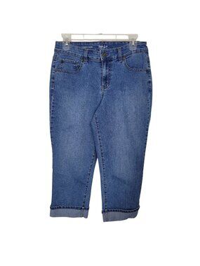 Style & Co. Curvy Capri Jeans Denim Med Wash Blue Sz 4 Mature Casual Everyday